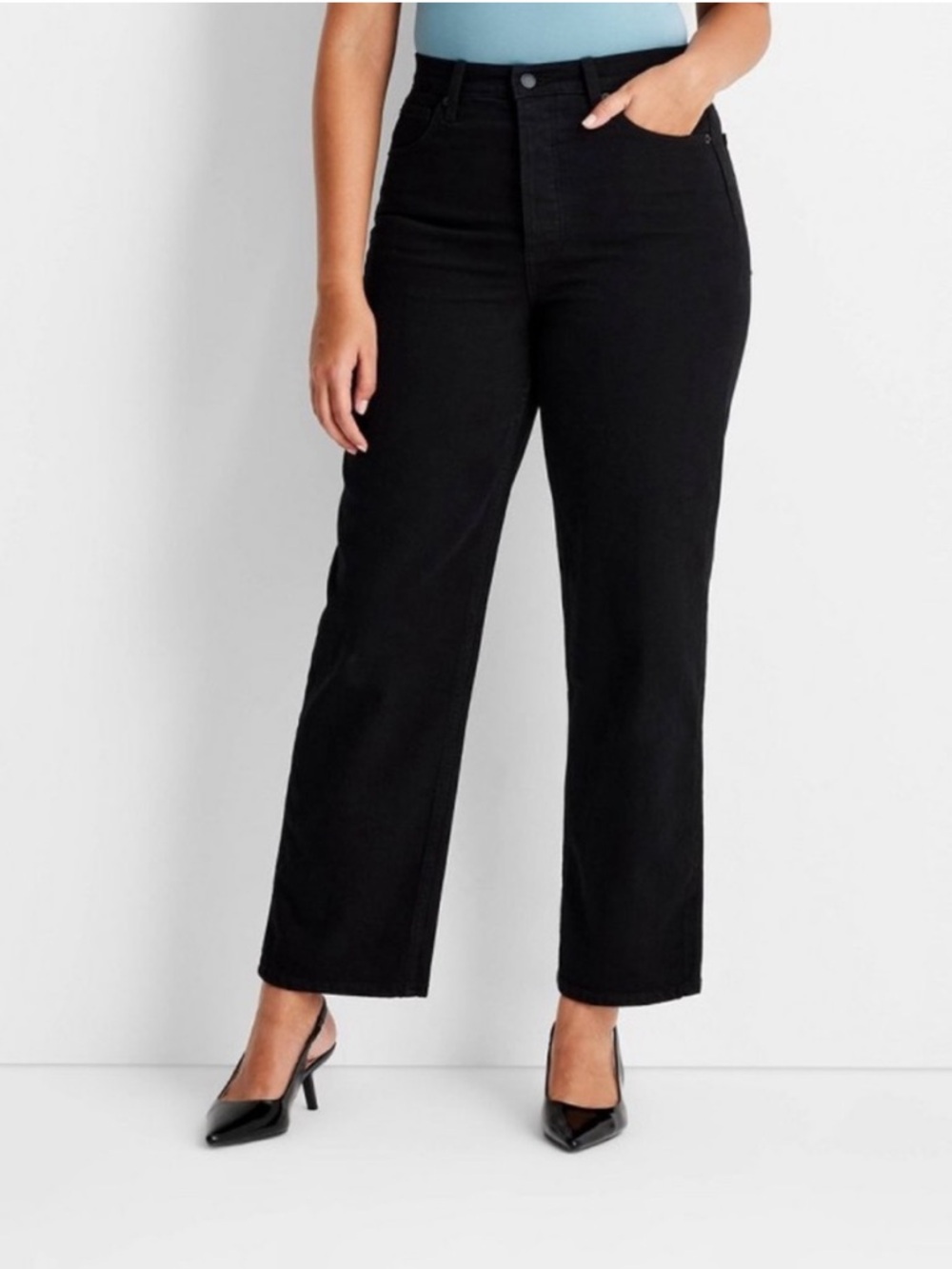 Universal Thread Highest Rise Straight Straight Leg Black Denim Jeans Sz 4 NWT - Picture 4 of 8